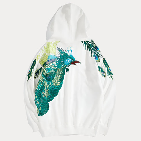 Peacock Embroidered Hoodie